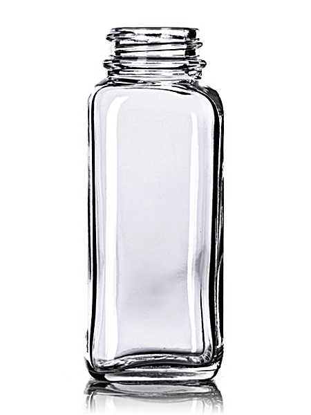 4 oz Clear Glass French Square Bottle – G261