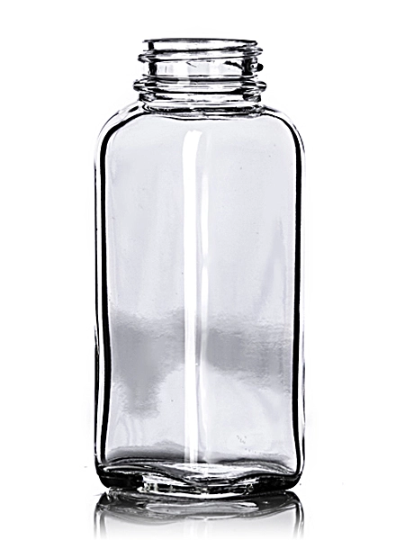 4 oz Clear Glass French Square Bottle – G261