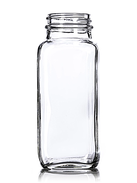 8 oz Clear Glass French Square Bottle – G262