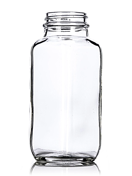 8 oz Clear Glass French Square Bottle – G262