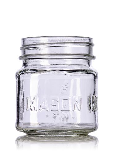 8 oz clear glass Mason jar with 70-450G neck finish