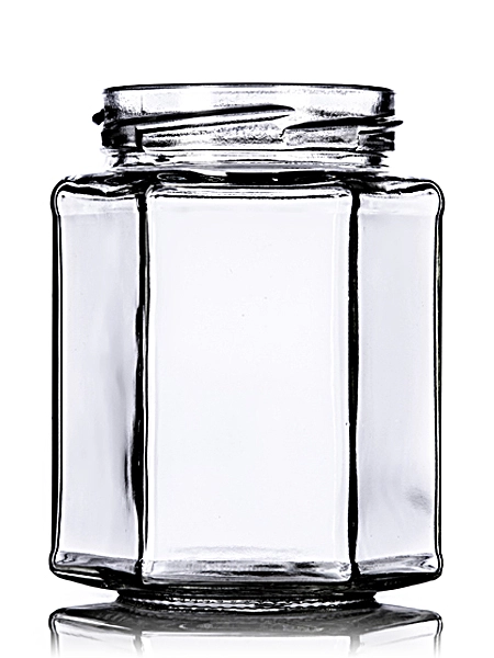 9 oz Clear Glass Hex-Shaped Jar – G270