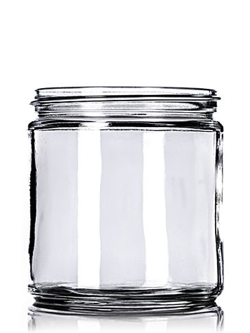 16 oz clear glass straight-sided round jar with 89-400 neck finish