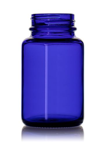 100 cc cobalt blue glass pill packer bottle with 38-400 neck finish