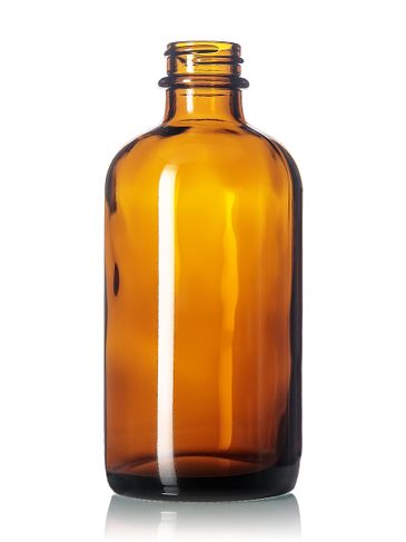 6 oz amber glass boston round bottle with 24-400 neck finish