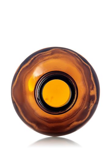 6 oz amber glass boston round bottle with 24-400 neck finish