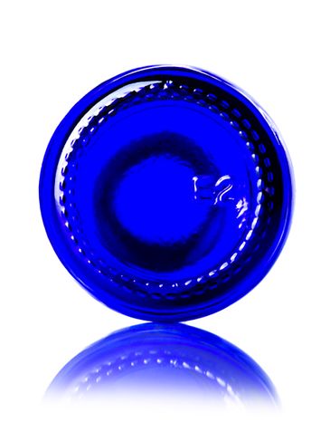 2 oz cobalt blue glass boston round bottle with 20-400 neck finish