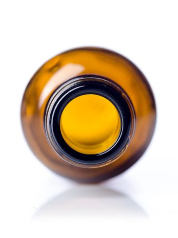 1 oz amber glass boston round bottle with 20-400 neck finish