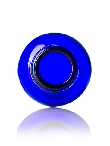 1 oz cobalt blue glass boston round bottle with 20-400 neck finish