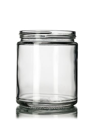 9 oz clear glass straight-sided round jar with 70-400 neck finish