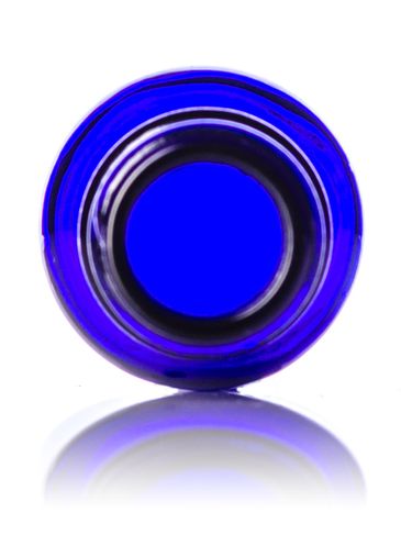 .5 oz cobalt blue glass boston round bottle with 18-400 neck finish