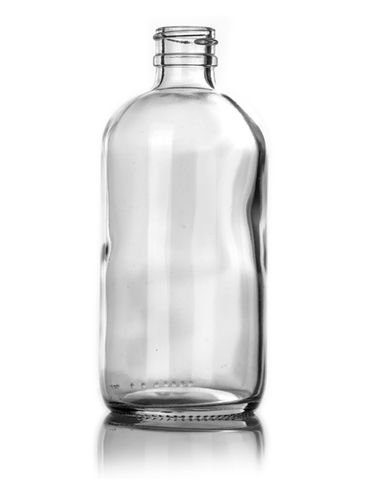 8 oz clear glass boston round bottle with 24-400 neck finish