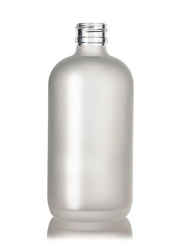 8 oz frosted glass boston round bottle with 24-400 neck finish