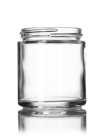 4 oz clear glass straight-sided round jar with 58-400 neck finish