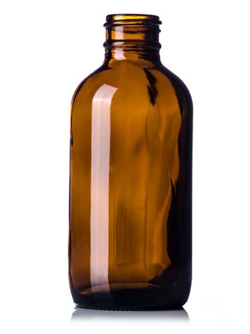 4 oz amber glass boston round bottle with 24-400 neck finish