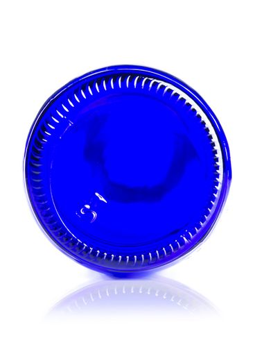 4 oz cobalt blue glass boston round bottle with 24-400 neck finish