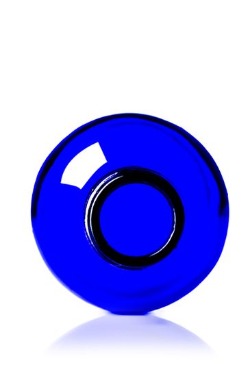 4 oz cobalt blue glass boston round bottle with 24-400 neck finish