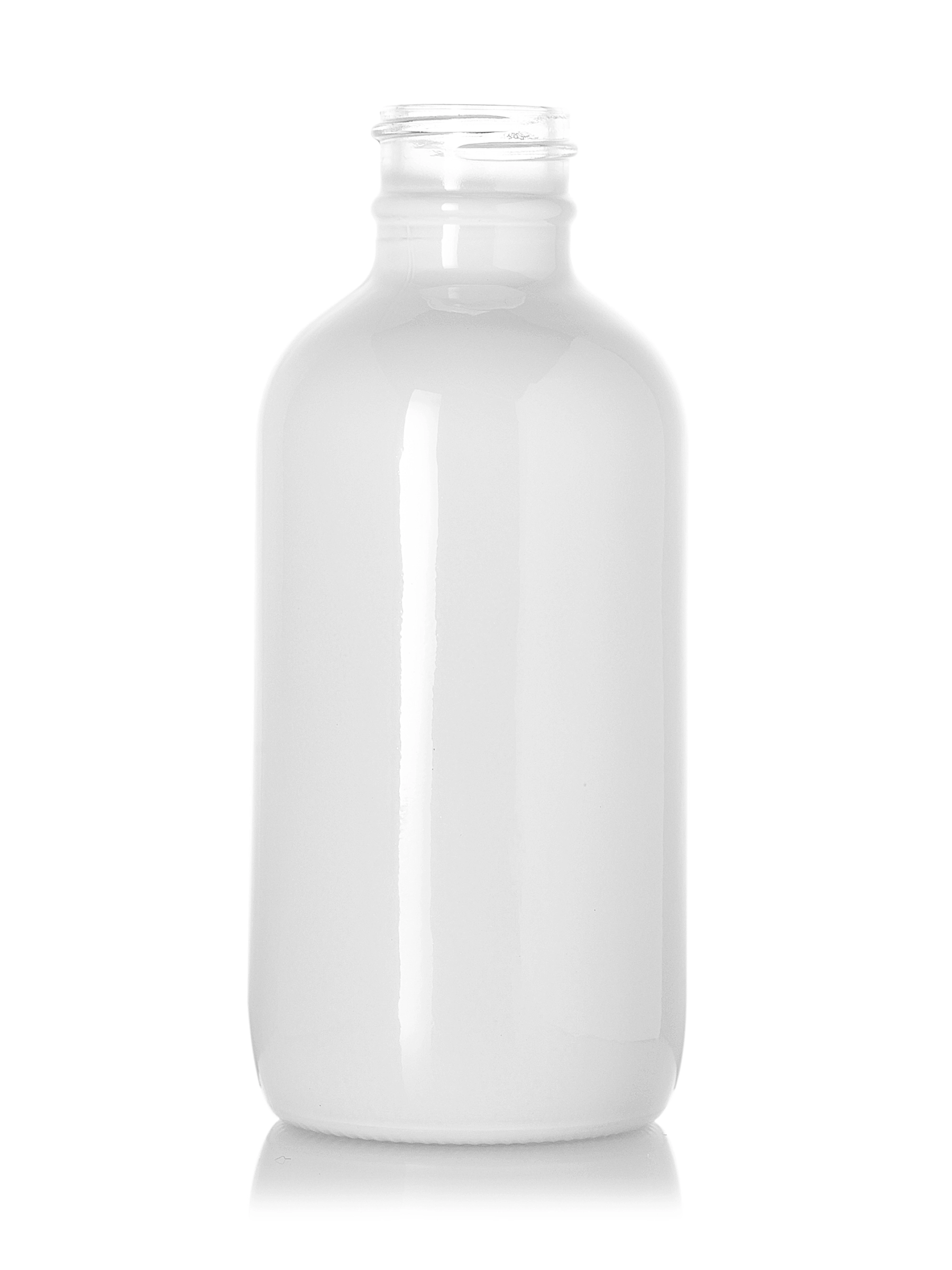 4 oz Glossy White-Colored Clear Glass Boston Round Bottle – G856WHS