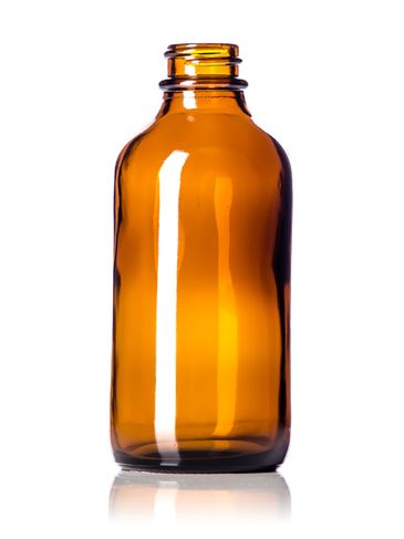 4 oz amber glass boston round bottle with 22-400 neck finish