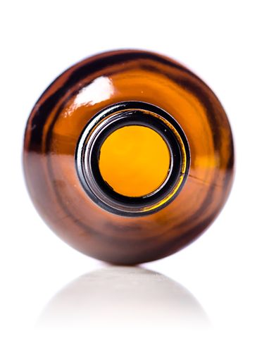 4 oz amber glass boston round bottle with 22-400 neck finish