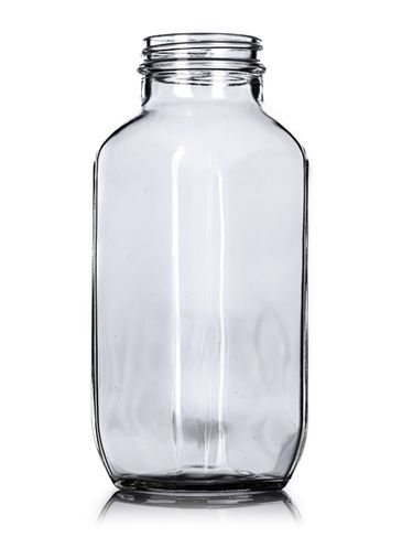 16 oz clear glass french square bottle with 48-400 neck finish