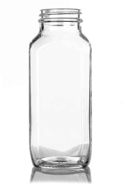 16 oz Clear Glass French Square Bottle – G863CL