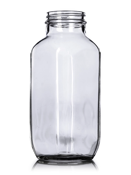 16 oz Clear Glass French Square Bottle – G863CL