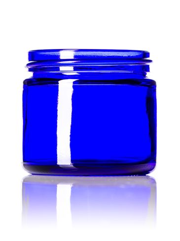 2 oz cobalt blue glass straight-sided round jar with 53-400 neck finish