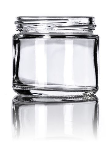 2 oz clear glass straight-sided round jar with 53-400 neck finish