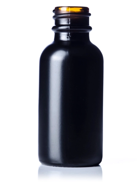 1 oz Black-Colored Amber Glass Boston Round Bottle – G868BK