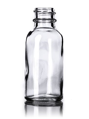 1 oz clear glass boston round bottle with 20-400 neck finish