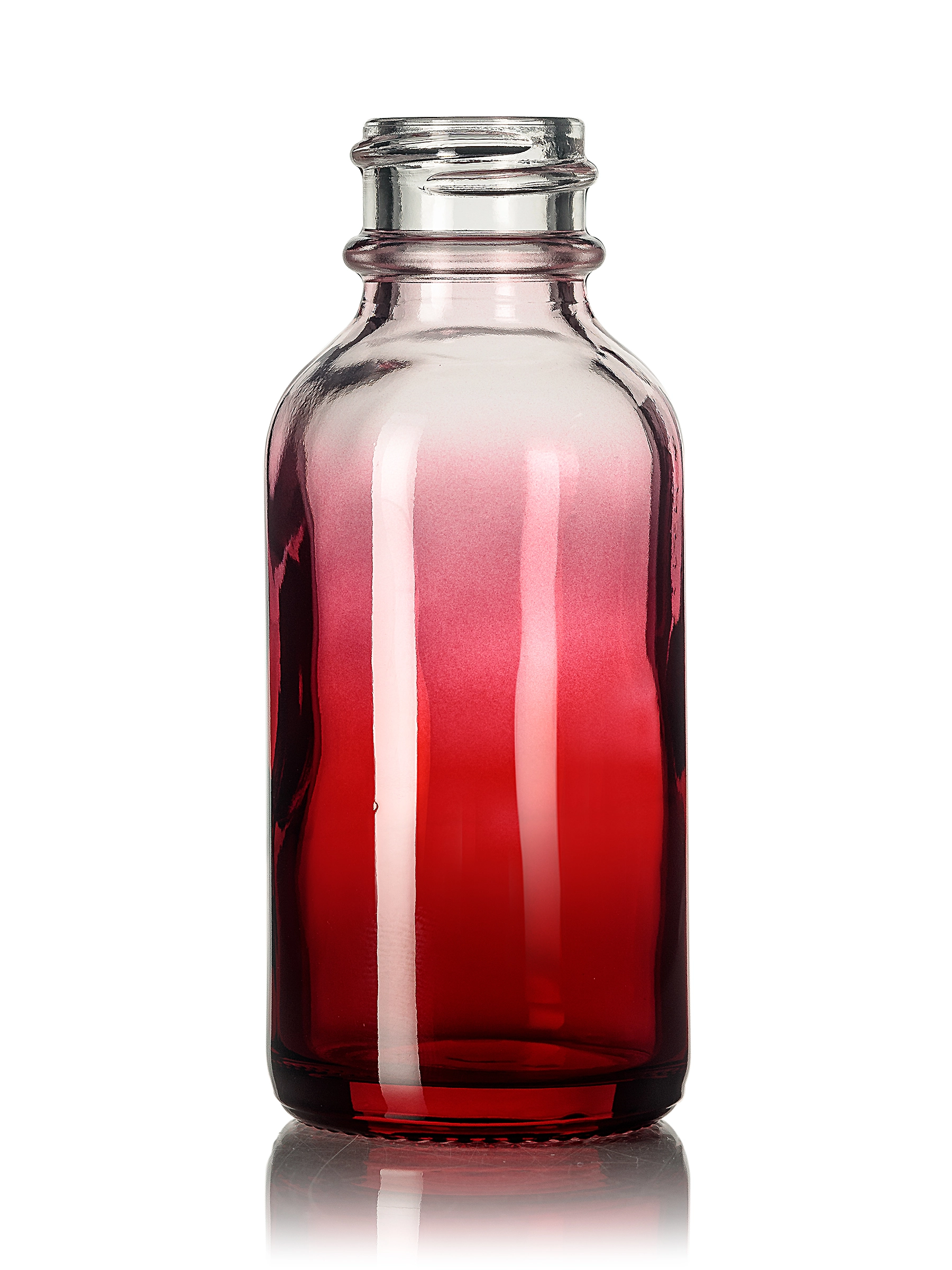 1 oz Red-Shaded Clear Glass Boston Round Bottle – G868RD