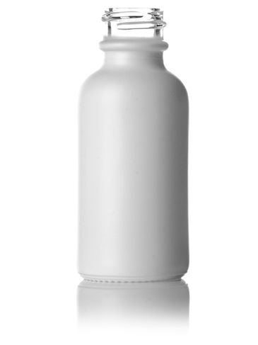 1 oz matte white-colored clear glass boston round bottle with 20-400 neck finish