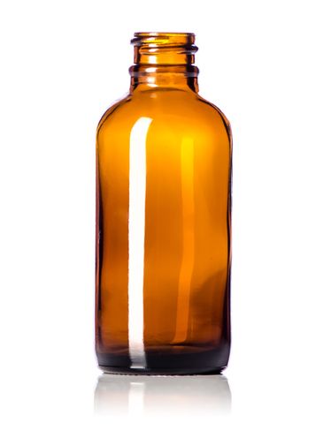 2 oz amber glass boston round bottle with 20-400 neck finish