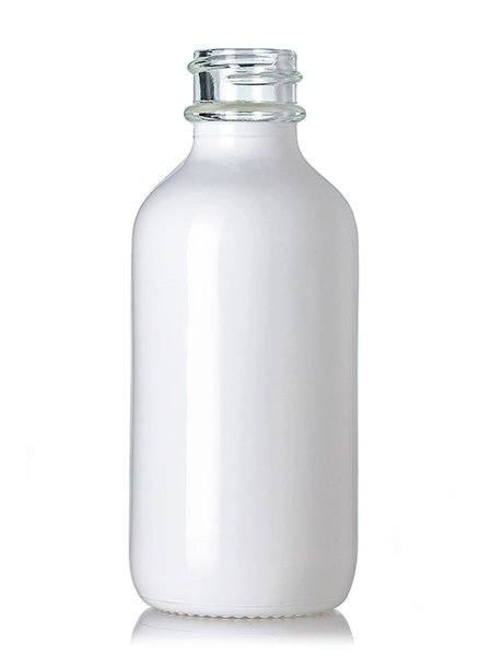 2 oz Glossy White-Colored Clear Glass Boston Round Bottle – G873WHS