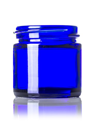 1 oz cobalt blue glass straight-sided round jar with 43-400 neck finish