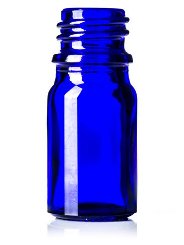 5 mL cobalt blue glass boston round euro dropper bottle with 18-DIN neck finish