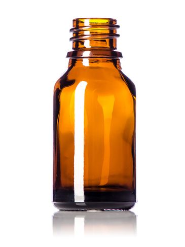 15 mL amber glass boston round euro dropper bottle with 18-DIN neck finish