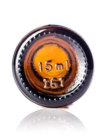 15 mL amber glass boston round euro dropper bottle with 18-DIN neck finish