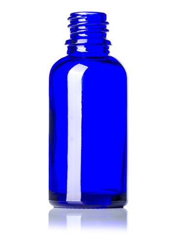 30 mL cobalt blue glass boston round euro dropper bottle with 18-DIN neck finish