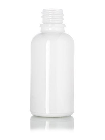 30 ml glossy white-colored clear glass boston round euro dropper bottle with 18-DIN neck finish