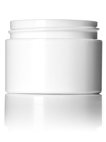 1 oz white PP/PS plastic double wall straight base jar with 53-400 neck finish