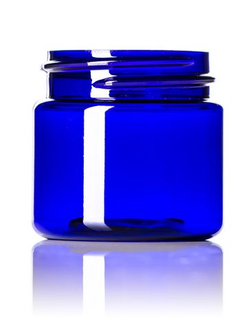 1 oz cobalt blue PET plastic single wall jar with 38-400 neck finish