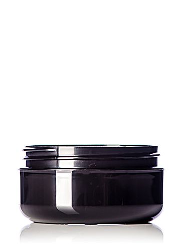 2 oz black PP plastic double wall round base low profile jar with 70-400 neck finish