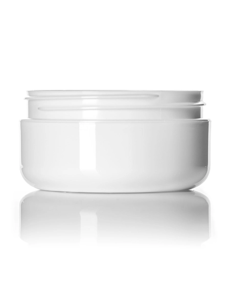 4 oz White PP Plastic Double Wall Round Base Low-Profile Jar – J014LP