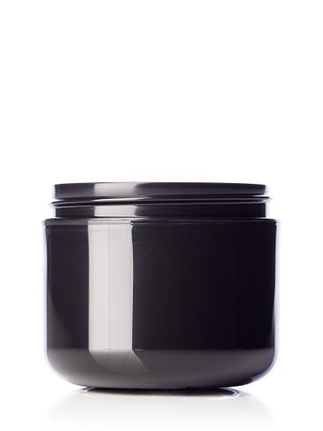 4 oz black PP plastic double wall round base jar with 70-400 neck finish