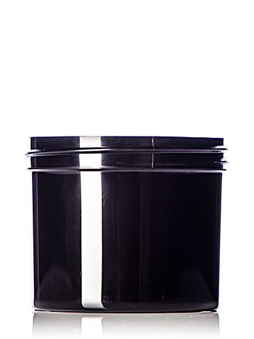 4 oz black PP plastic single wall jar with 70-400 neck finish