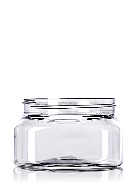 6 oz Clear PET Plastic Square Firenze Jar – J024