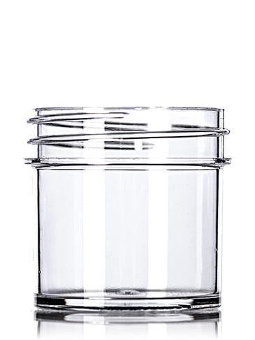 1 oz clear PS plastic single wall jar with 43-400 neck finish