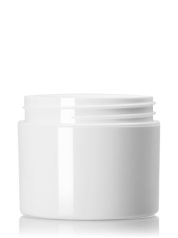 2 oz white PP plastic double wall straight base jar with 58-400 neck finish